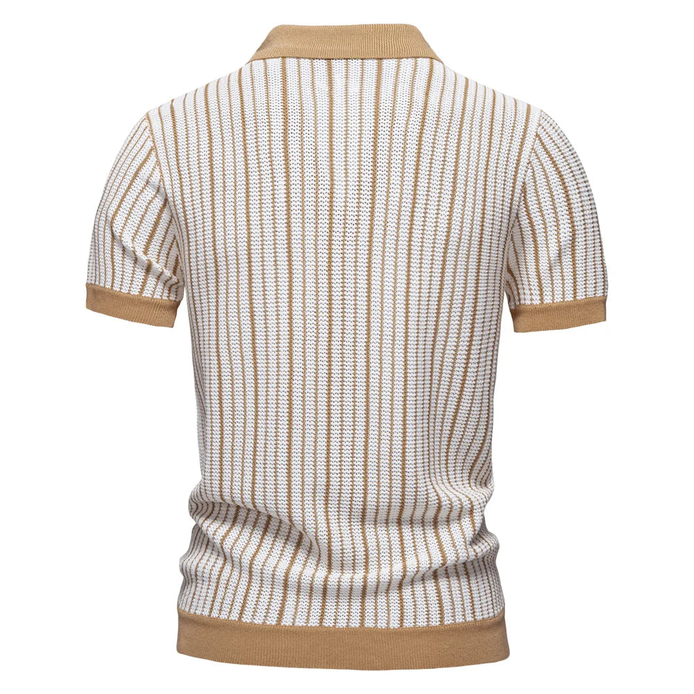Striped Mesh Polo – Timeless Summer Elegance
