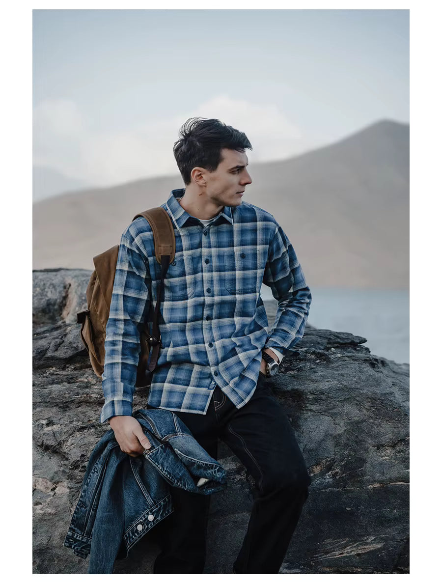 Men’s Plaid Flannel Shirt - Blue