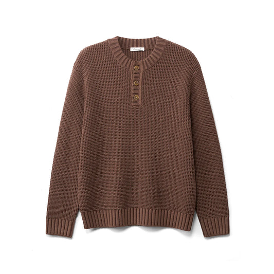 Classic Henley Knit Sweater