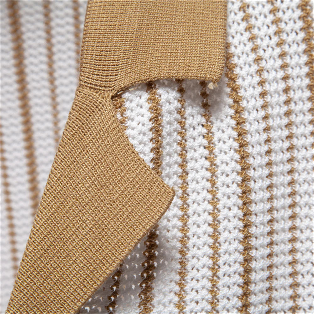 Striped Mesh Polo – Timeless Summer Elegance