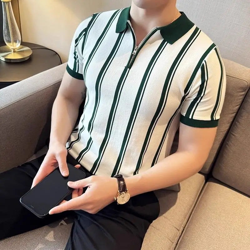 Classic Vertical Stripe Polo