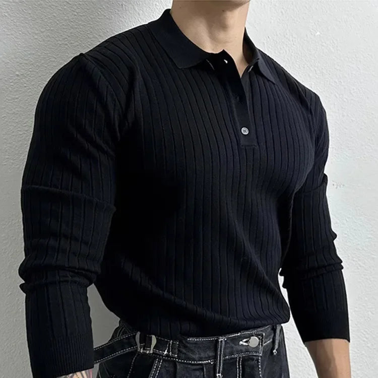 Long Sleeve Cotton Polo Sweatshirt