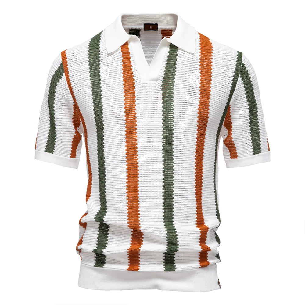 Regent Striped Knit Polo