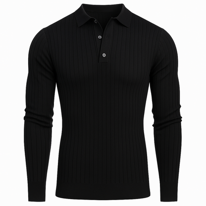 Long Sleeve Cotton Polo Sweatshirt