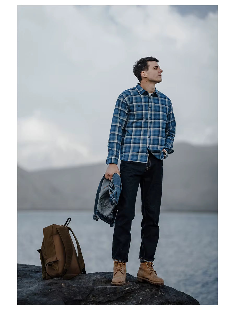Men’s Plaid Flannel Shirt - Blue