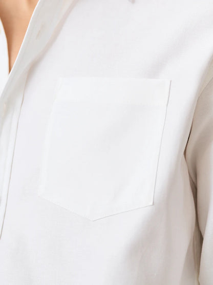 Summer Long Sleeve Linen and Cotton Shirt