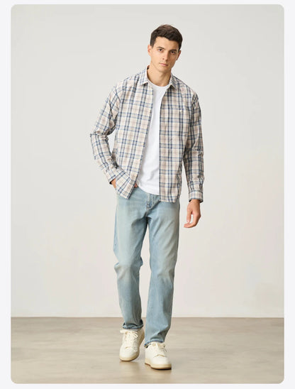 Oversized Plaid Shirts Cotton Linen