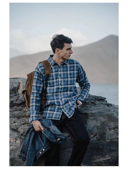 Men’s Plaid Flannel Shirt - Blue