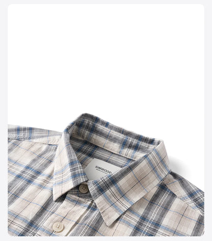 Oversized Plaid Shirts Cotton Linen