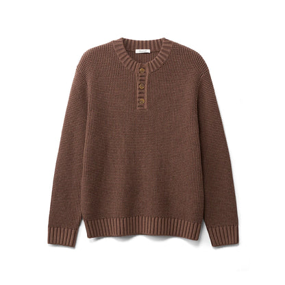 Classic Henley Knit Sweater