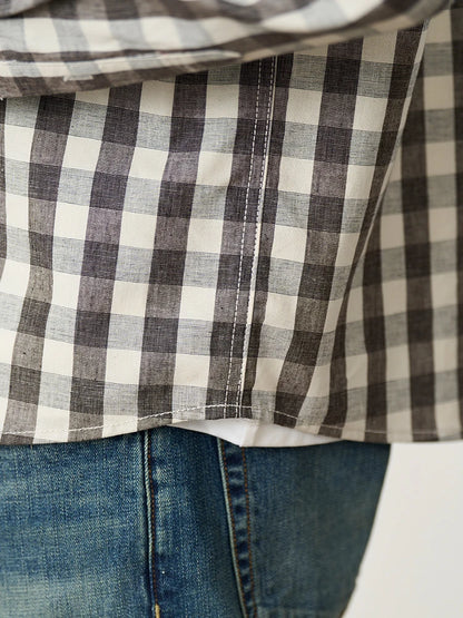 Men’s Plaid Flannel Shirt - Beige