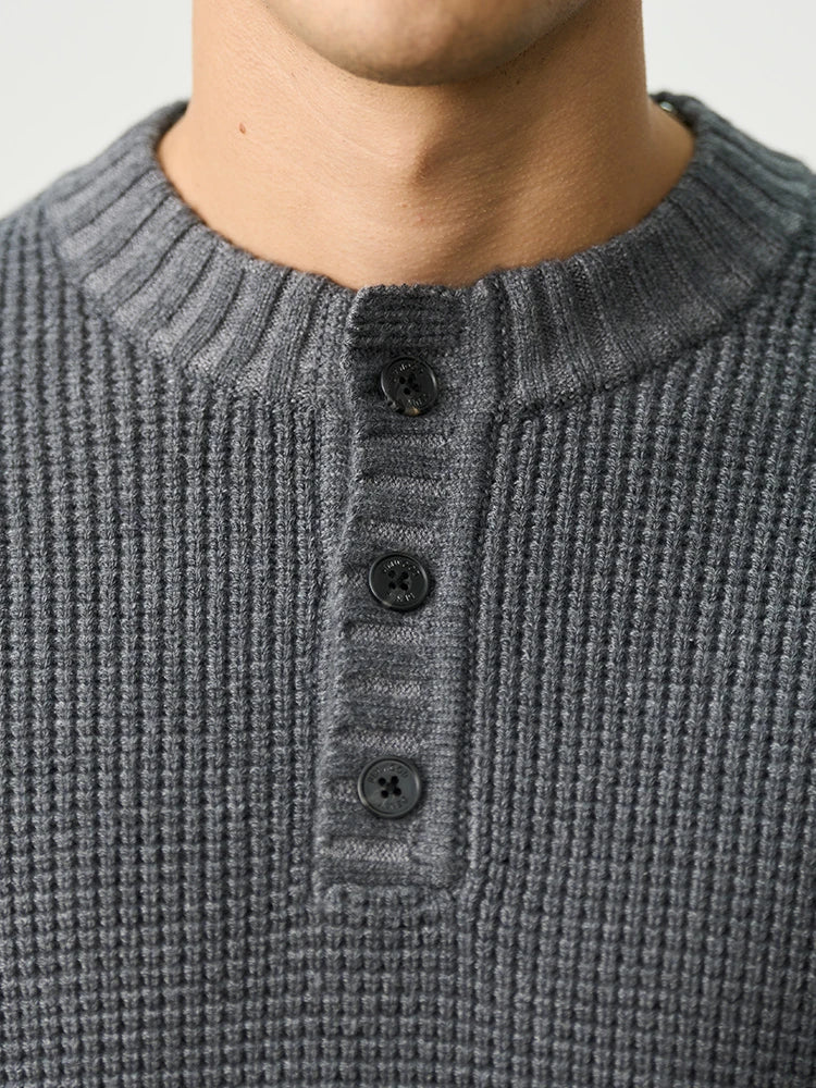Classic Henley Knit Sweater