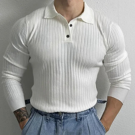 Long Sleeve Cotton Polo Sweatshirt
