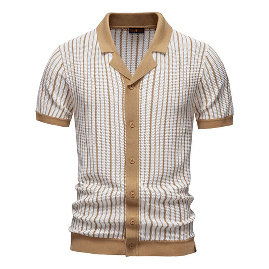 Striped Mesh Polo – Timeless Summer Elegance