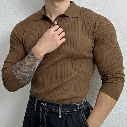 Long Sleeve Cotton Polo Sweatshirt