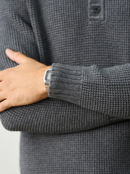 Classic Henley Knit Sweater