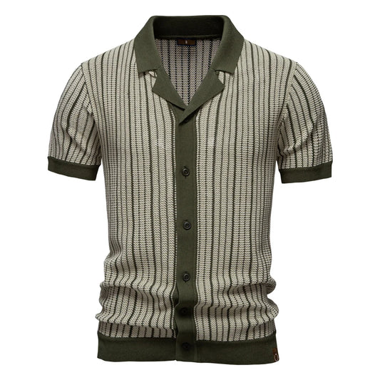 Striped Mesh Polo – Timeless Summer Elegance