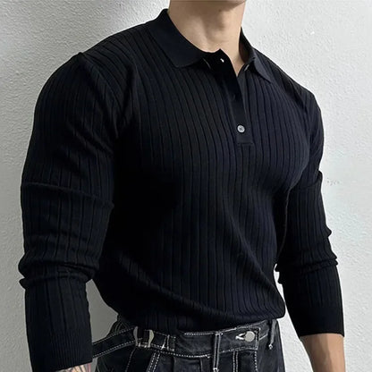 Long Sleeve Cotton Polo Sweatshirt