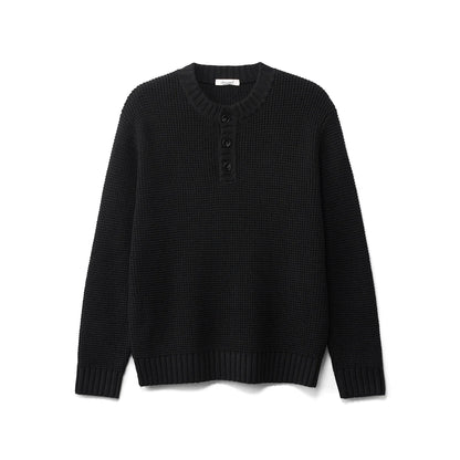 Classic Henley Knit Sweater