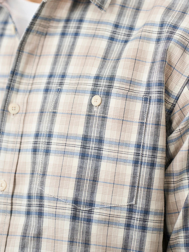 Oversized Plaid Shirts Cotton Linen