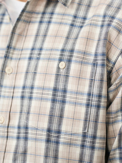 Oversized Plaid Shirts Cotton Linen