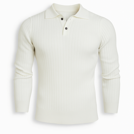 Long Sleeve Cotton Polo Sweatshirt